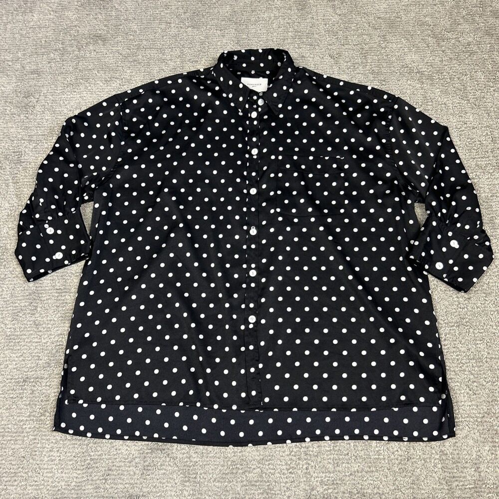 Pomander Place Shirt Womens Large Tuckernuck Black Adair Boyfriend Button Down